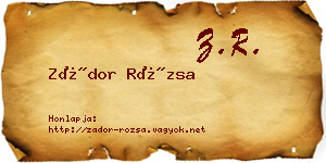 Zádor Rózsa névjegykártya